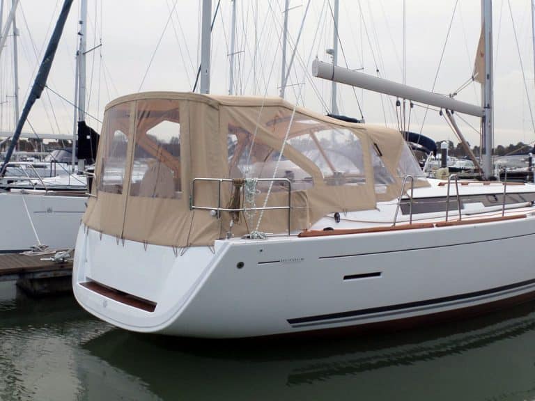 Dufour 450 Cockpit Enclosure fitted to factory supplied Sprayhood