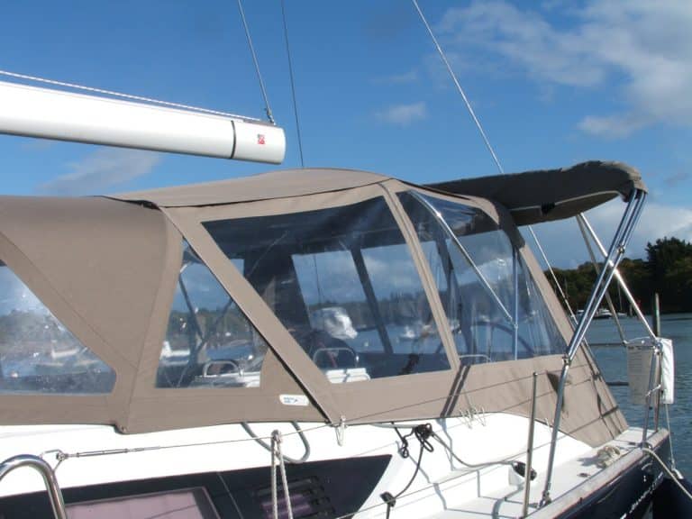 Jeanneau 53 Cockpit Enclosure fitted to Dolphin Sails Sprayhood