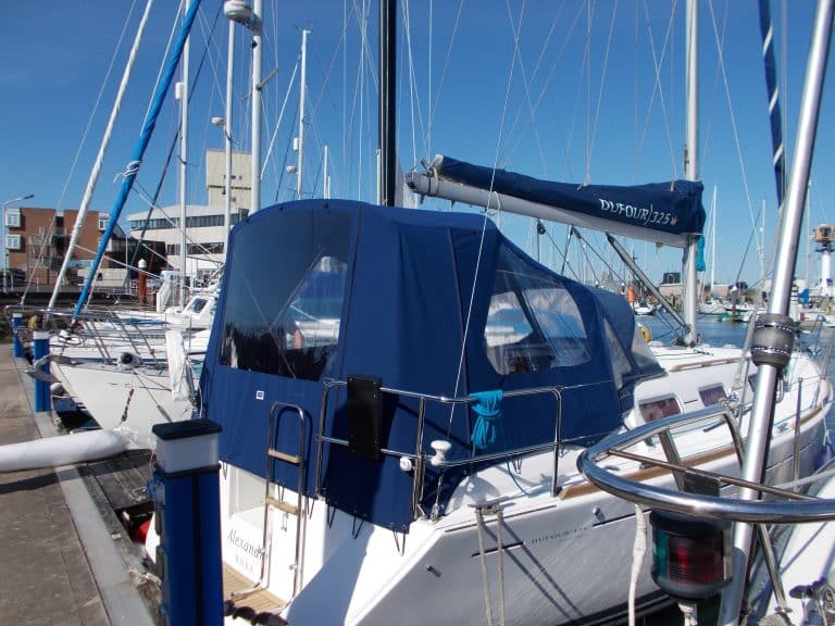 Dufour 325 Cockpit Enclosure fitted to factory supplied sprayhood