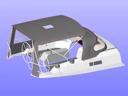Aft and sides removed or rolled, corner pillar left attached