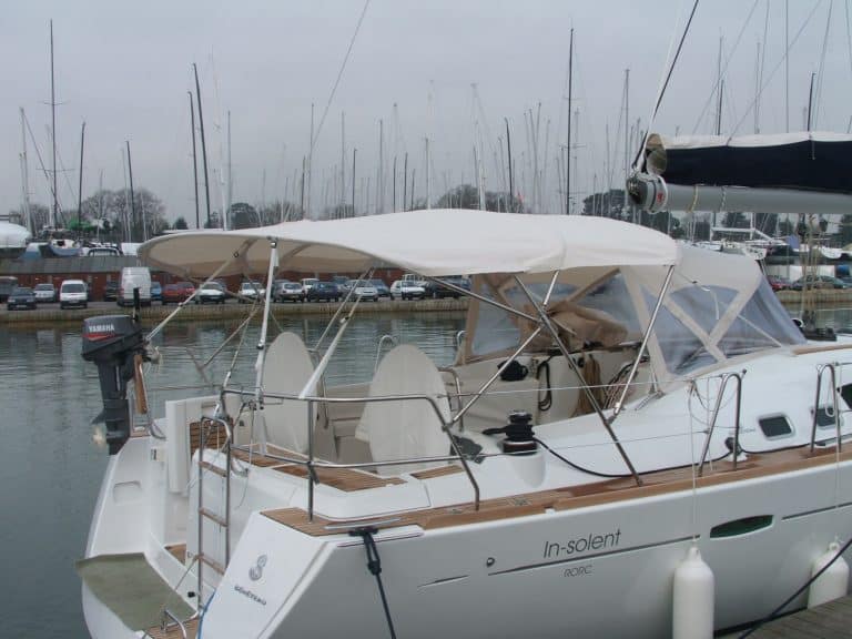 Beneteau Oceanis 46 bimini, with optional zipped aft extension