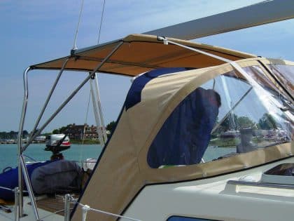 Southerly 135 Bimini fitted to factory fitted arch