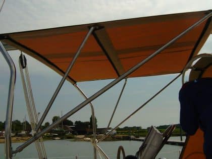 Southerly 135 Bimini fitted to factory fitted arch