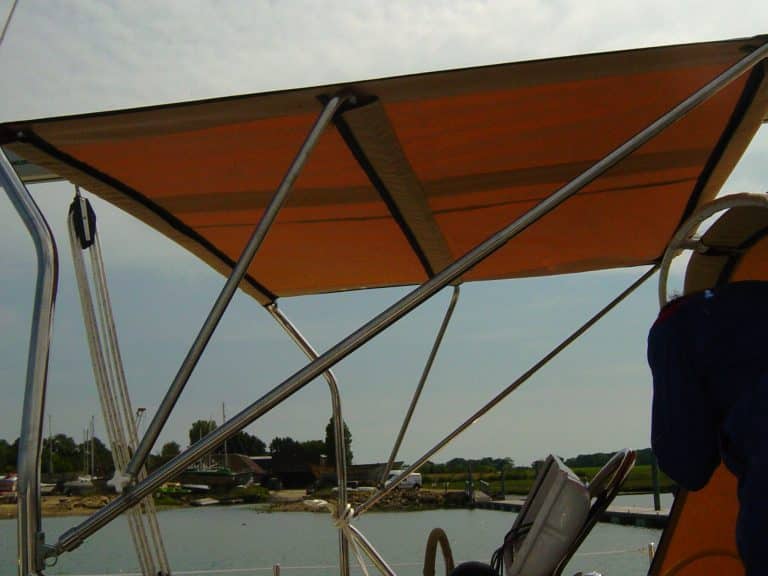 Southerly 135 Bimini fitted to factory fitted arch