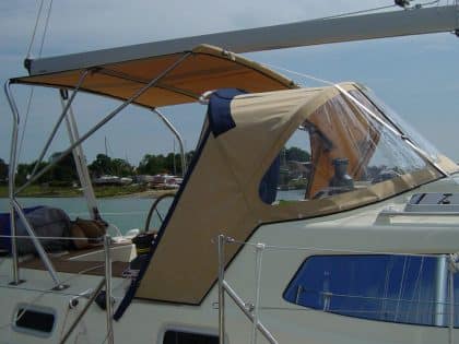 Southerly 135 Bimini fitted to factory fitted arch