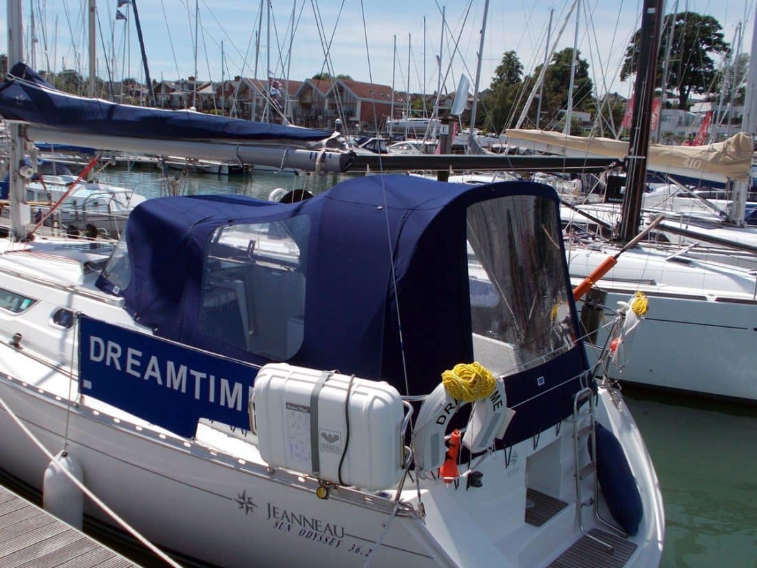 Jeanneau Sun Odyssey 36.2 Cockpit Enclosure fitted to Tecsew high model Sprayhood