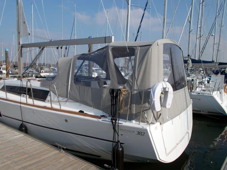 Dufour 382 Cockpit Enclosure fitted to Tecsew Sprayhood
