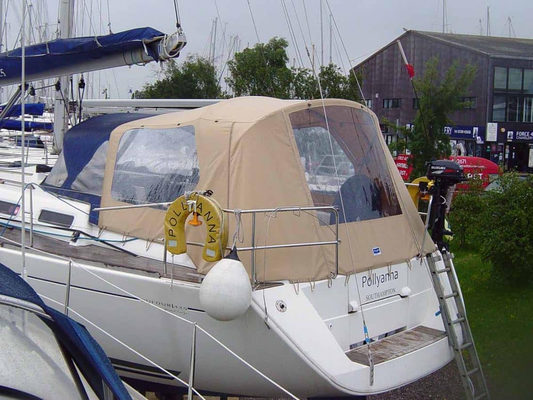 Dufour 425 Cockpit Enclosure fitted to factory supplied Sprayhood