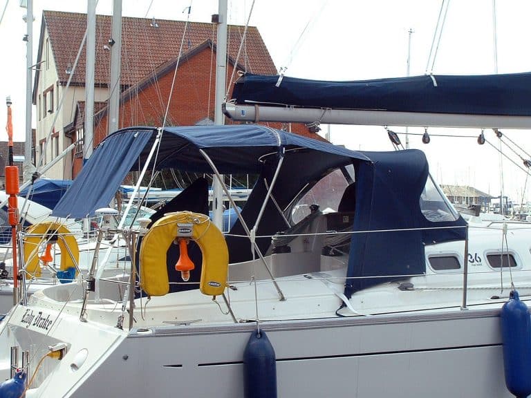 Feeling 36 Bimini utilising Tecsew Cockpit Enclosure frame
