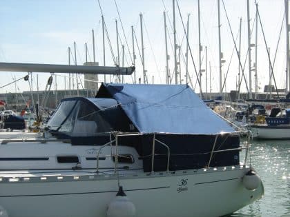 Dufour 36 Boom Tent with roll-up dodger panels