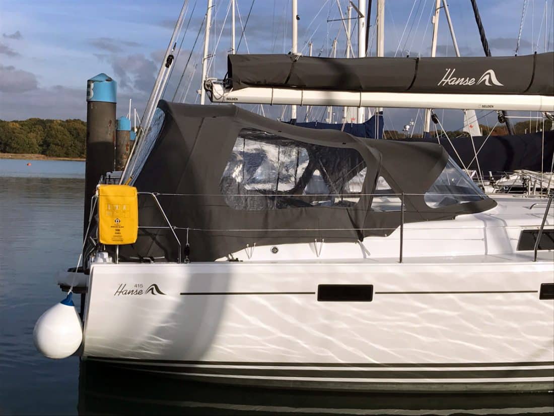 Hanse 415 Cockpit Enclosure fitted to Tecsew standard 2 bar Sprayhood