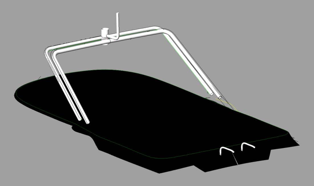 Columbo 33 Tonneau Cover, 3D CADtonneau cover, aft corner