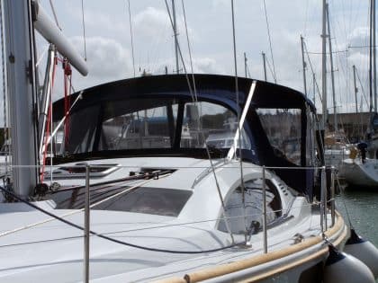 Jeanneau Sun Odyssey 45ds Bimini Conversion using Tecsew Sprayhood and Bimini