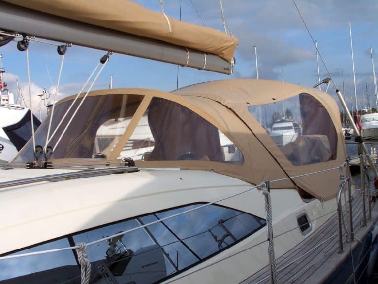 Southerly 38 Cockpit Enclosure fitted to low standard model sprayhood