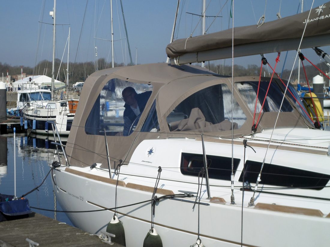 Jeanneau Sun Odyssey 33i Cockpit Enclosure fitted to factory fit Sprayhood