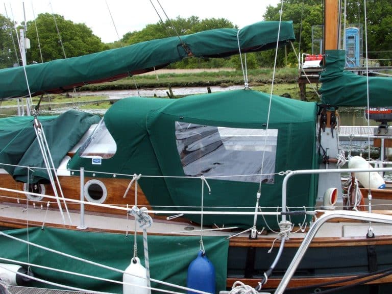 Cornish Crabber Trader Ketch "Beagle of Woodbridge" Cockpit Enclosure fitted to Tecsew Sprayhood