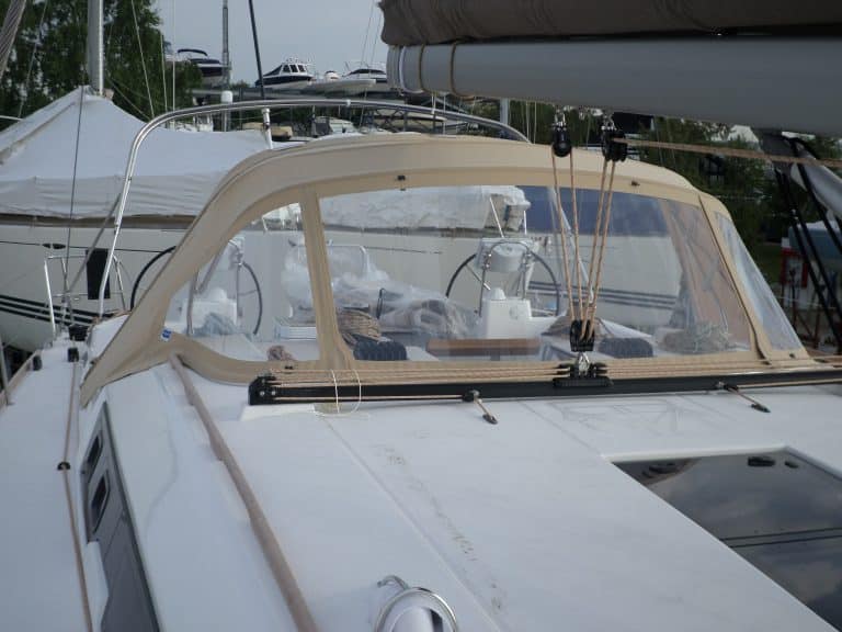 Dufour 512 Sprayhood recover for factory fit original with modifications to the wings