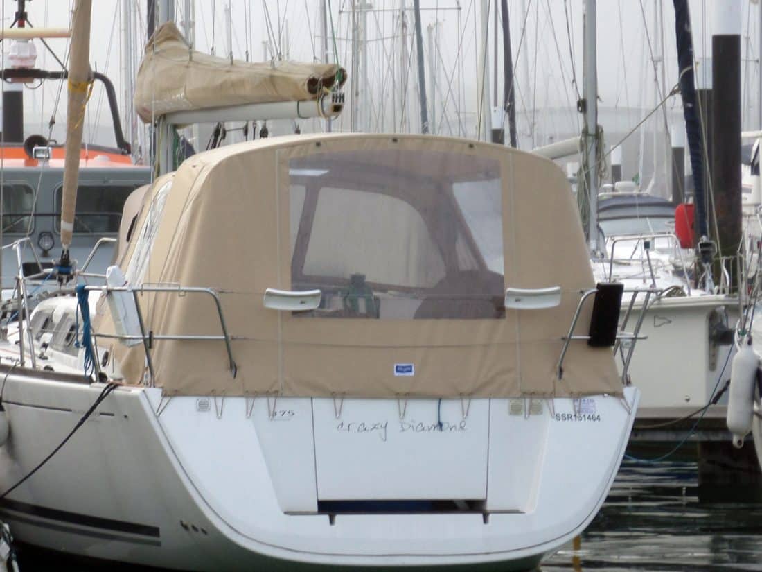 Dufour 375 Cockpit Enclosure fitted to NV factory fit Sprayhood, CRAZY DIAMOND