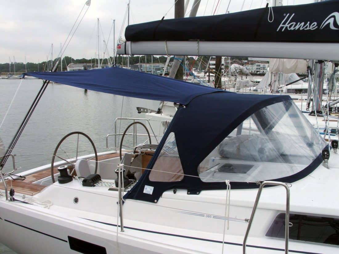 Hanse 385 Pole Bimini fitted to Covercraft Sprayhood