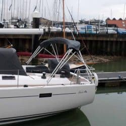 Hanse 505, Bimini with optional extension panel aft of backstays and led lights
