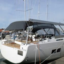 Hanse 588 Bimini shown with optional Mesh side shade panels_11