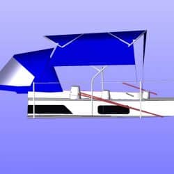 Moody 425 Bimini, later design, shown with optional side shade curtains_11
