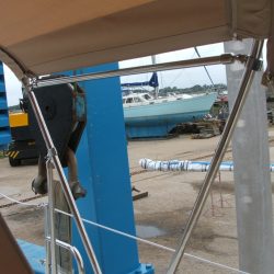 Southerly 110, 3 part Bimini with high model sprayhood_3