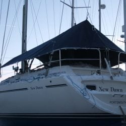 Moody 35 Boom Tent with enclosed rear and zipped access door_1