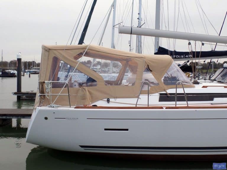 Dufour 450 Cockpit Enclosure fitted to factory supplied Sprayhood_1