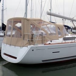 Dufour 450 Cockpit Enclosure fitted to factory supplied Sprayhood_2