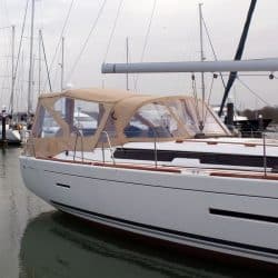 Dufour 450 Cockpit Enclosure fitted to factory supplied Sprayhood_3