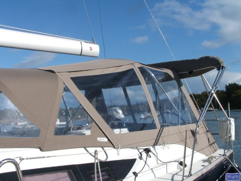 Jeanneau 53 Cockpit Enclosure fitted to Dolphin Sails Sprayhood_3