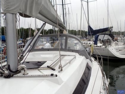 Hanse 320 Sprayhood recover for factory fit original shown with optional roll up centre window_2