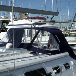 Legend 41DS, Sprayhood, PAXI MOON, shown with optional bolt on side grab handles ref 6561_2