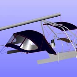 Legend 41DS, Sprayhood, shown with optional custom Cockpit Enclosure with zip removable panels and 2 section roof_6