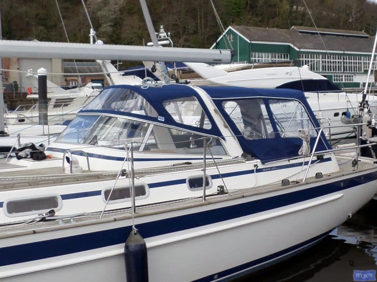 Malo 46 Sprayhood recover shown with Cockpit Enclosure recover_1