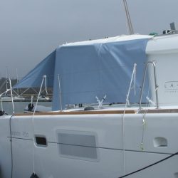Lagoon 450 tied out Sun Shade panels_2