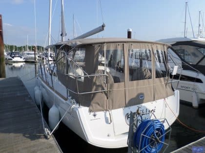 Jeanneau Sun Odyssey 349 Bimini Conversion fitted to factory fit Sprayhood and Bimini