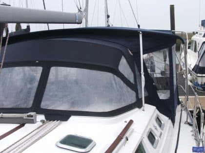 jeanneau sun odyssey 43ds conversion fitted to factory bimini panacea 6