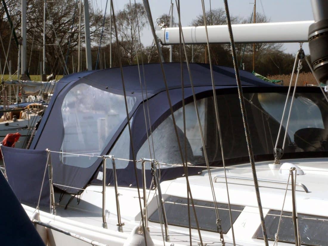 Hanse 400 Cockpit Enclosure fitted to Covercraft Sprayhood