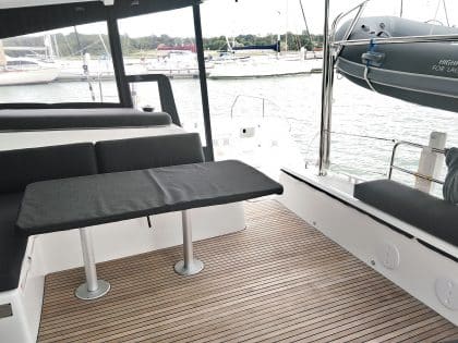 lagoon 42 delux cockpit cushions sunbathing mattress and helm seat 2