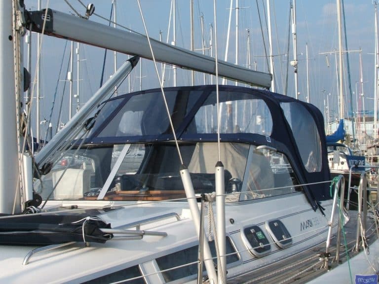 maxi 38 cockpit enclosure fitted to custom sprayhood recover ref taylor 2