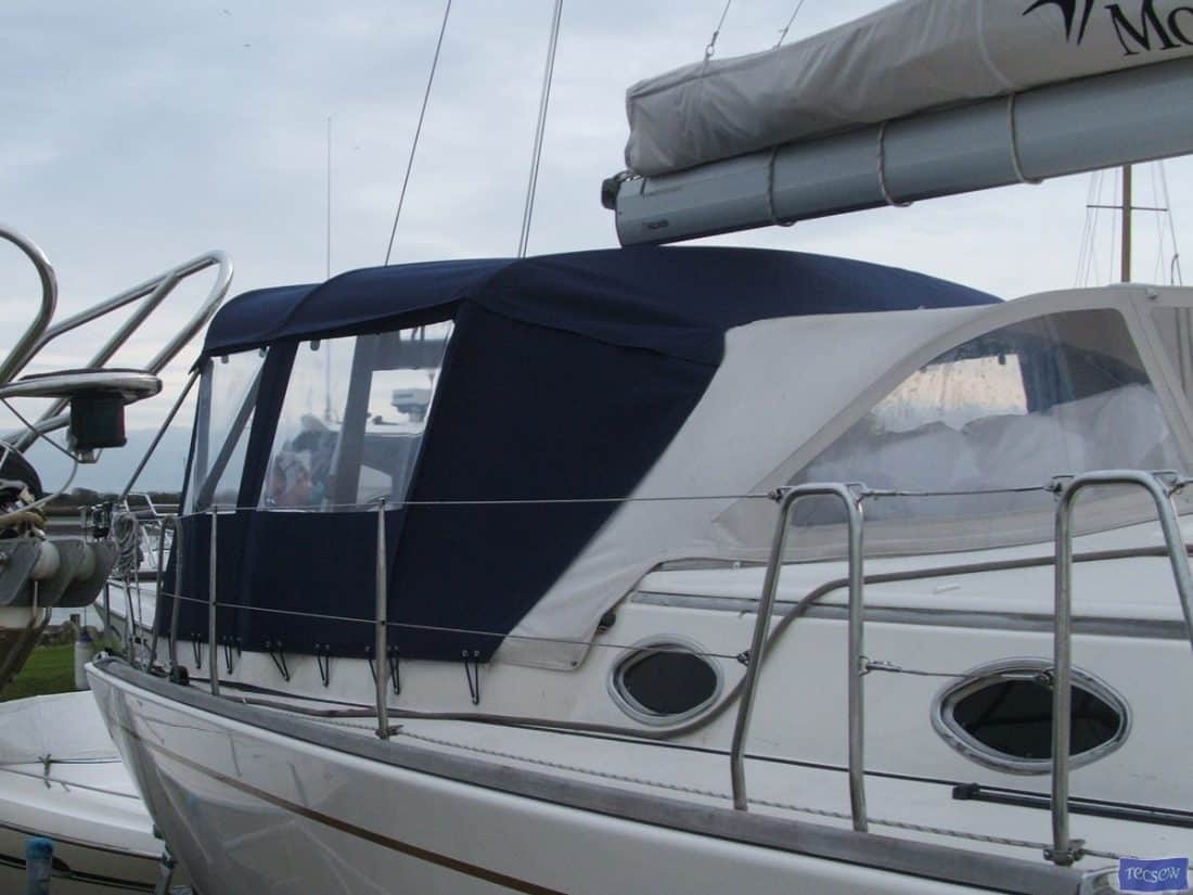 moody 41 classic bimini conversion fitted to tecsew bimini 8