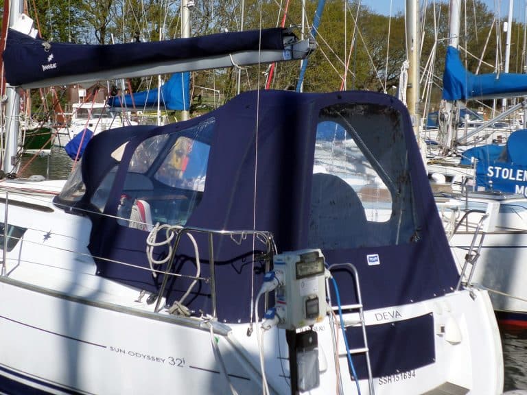 Jeanneau Sun Odyssey 32i Cockpit Enclosure fitted to factory fit Sprayhood