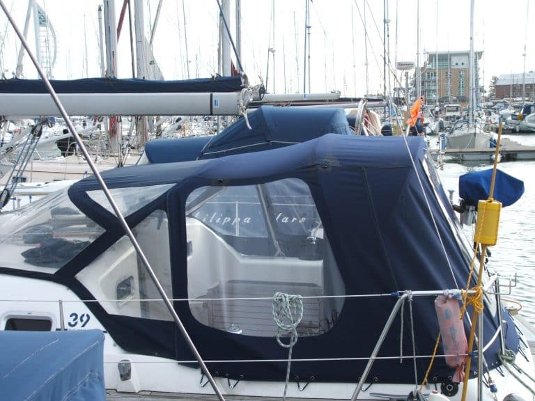 Feeling 39 Cockpit Enclosure fitted to factory supplied sprayhood