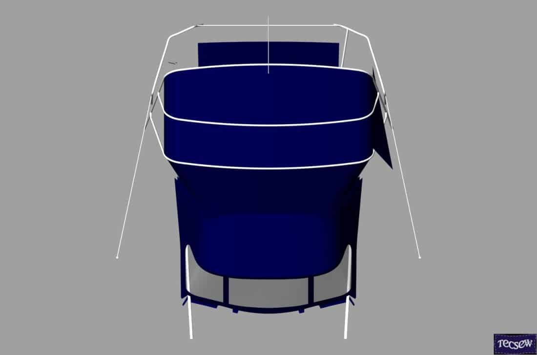 Dufour 38 Classic redesigned Sprayhood recover, Bimini and connection panel, 3D CAD