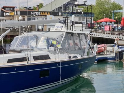 Hanse 508 Bimini Conversion left front view