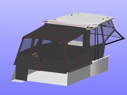 Jeanneau Cap Camarat 10.5 WA, Cockpit Enclosure fitted to Tecsew Hardtop Enclosure