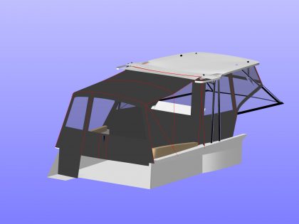 Jeanneau Cap Camarat 10.5 WA, Cockpit Enclosure fitted to Tecsew Hardtop Enclosure