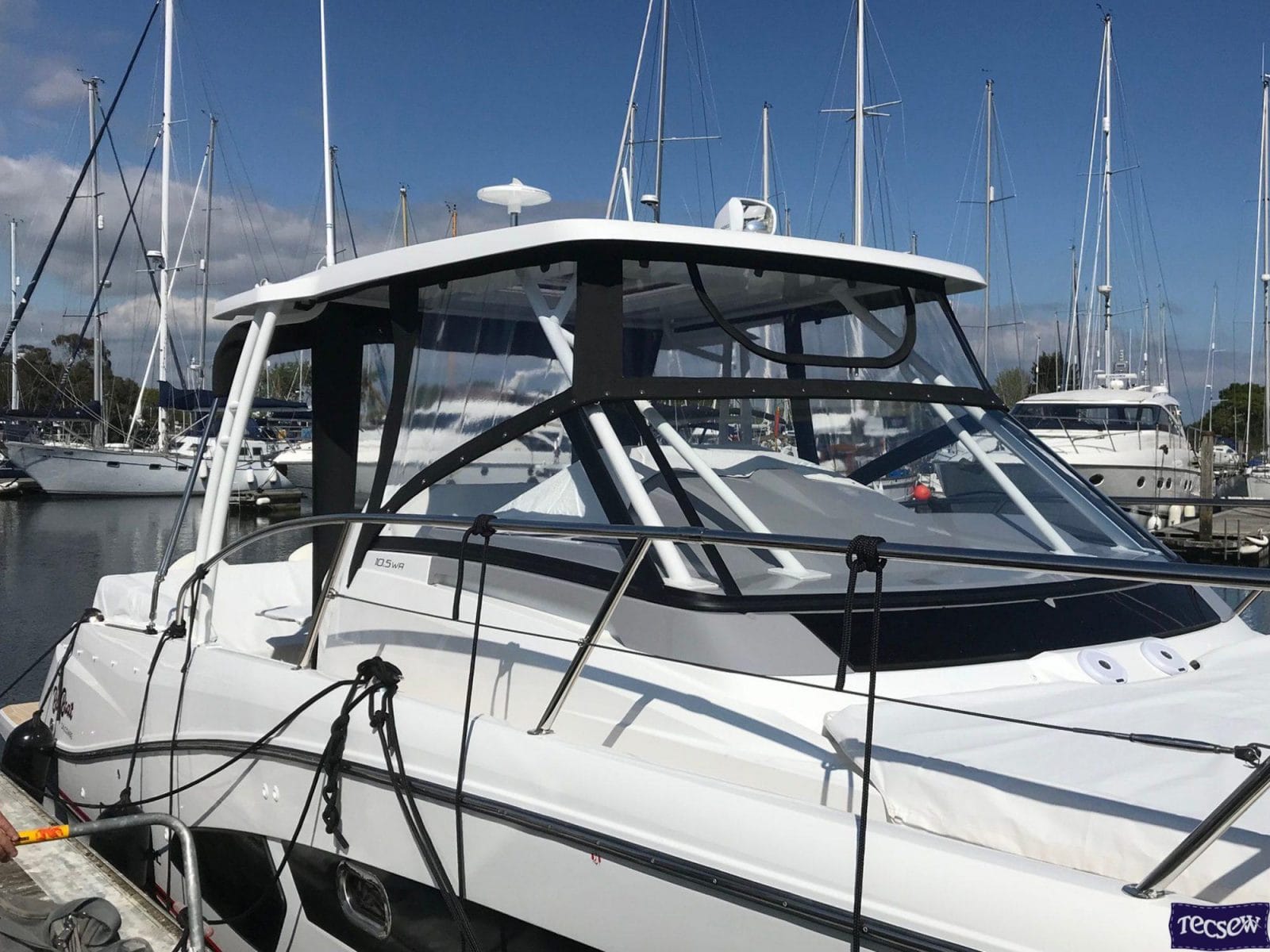 Jeanneau Cap Camarat 10.5 WA with a Sleek Hardtop Enclosure
